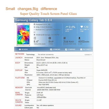 10Pcs/Veliko Za Samsung Galaxy Tab S 8.4 T700 T705 SM-T705 SM-T700, Zaslon na Dotik, Plošča Tabličnega Sprednji Zunanji Steklo Objektiv Zamenjava