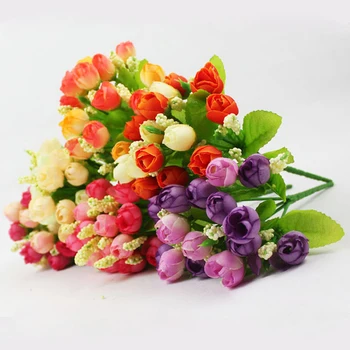 15 Ponaredek Cvet Rosebuds Umetno Cvetje za Poroko Dekoracija dodatna Oprema Cvetje Stranka Doma Dekor Zaprtih Ponaredek Cvet Darilo