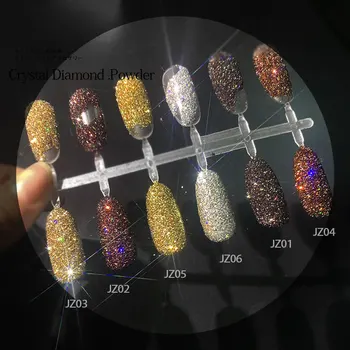 Kristalno Diamant Prah Nail Art 6 Barv Flash Drobljen Diamant Prah Nail Art Dekoracijo Nohtov Dodatki Za Nohte Art Design