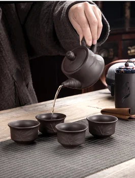 Kung Fu Čaj Nastavite Kitajskega Čaja, Keramični Lonec in Pokal Nastavite Čaj Potovanja Prenosni Čaj Slovesnosti, zaradi Česar Orodje Gaiwan Teacup Set