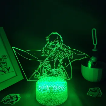 Levi Ackerman Napad na Titan Anime Slika 3D Led RGB Neon Nočne Luči Manga Darilo Za Prijatelja, Lava Svetilko ob Postelji Mizo Namizni Dekor