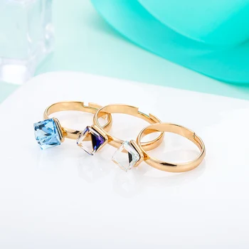 MAIKALE Trendy Modra/Bela Avstrijska Kristalno Obroči za Ženske Zlata Nastavljiv Raztegljivo Poročni prstan Prstan Stranka Nakit Dekleta Darila