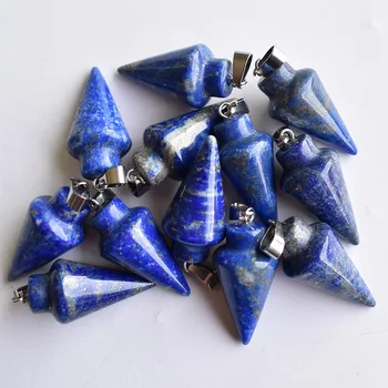 Moda dobre kakovosti naravnih lapis lazuli nihalo okrogli Stožec čare Obeski za nakit, izdelava 10pcs/veliko trgovini brezplačno