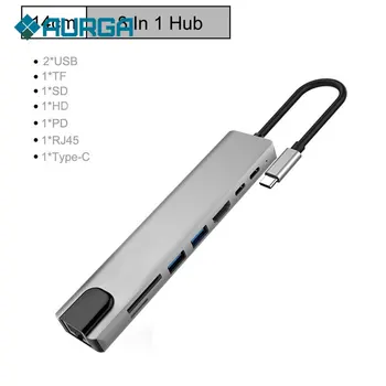 Mosible USB Tip C Središče za HDMI je združljiv 4k Rj45 100M kartica z SD TF PD v središču za Podatke 3.0/2.0 za MacBook Pro/Zrak M1 USB-C Dock
