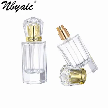 Nbyaic 1pcs parfum steklenica 50 ml high-end kristalno zlato kritje transparentno steklo pritisnete spray steklenico parfuma pakirani prazno steklenico