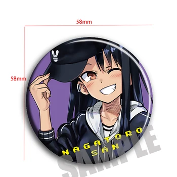 Ne Igrača Z Mano Miss Nagatoro San Ijiranaide Značko 58mm Tinplate Pin Broška Dekle Japonski Anime srednješolci