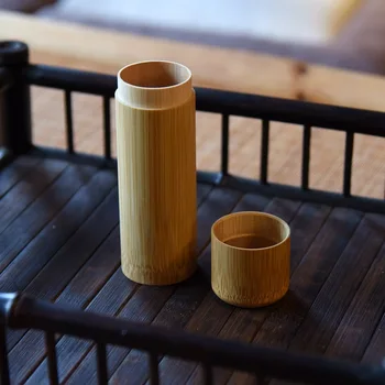 Prenosni 1Pc Okroglo Obliko Bambusa Čaj Škatla za Shranjevanje Ročno izdelanih Naravnih Čaj Kozarec za Shranjevanje Imetnik Leseno Posodo s Pokrovom