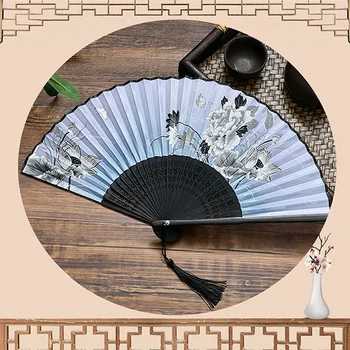 Vintage Stil Svile Kitajski Zložljiva Fan Japonski Vzorec Umetnostne Obrti, Darila Dom Okraski Okraski stranka Ples Strani Fan darilo