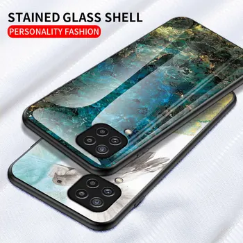 Za Samsung Galaxy M32 Primeru Luksuznih Marmorja, Kaljeno Steklo Primeru Telefon Za Samsung S21 Plus 5G Kritje Mehko Odbijača Zaščita Lupini